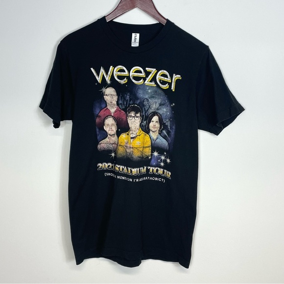 Weezer 2021 Stadium Tour Black Graphic Band Tee Size M - Picture 8 of 8